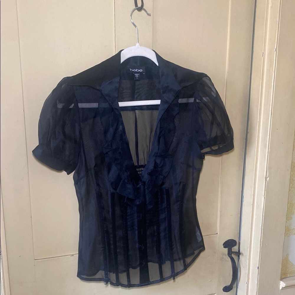 Bebe Black Sheer Women's Top